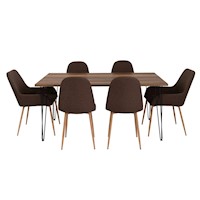 COMEDOR + 4 SILLAS SIN BRAZO + 2 SITIALS CON BRAZO - VASSEL / CONCEPT - CARAMELO / CAFÉ OSCURO | MARCA: TUHOME