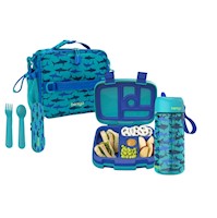 Set Bentgo Lonchera, Porta Lonchera, Cubiertos y Tomatodo - Tiburon
