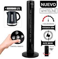 Ventilador de Torre Whiteline YF-T03214 45 Watts con Control + Hervidor