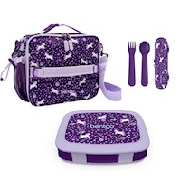 Set Bentgo Lonchera, Porta Lonchera y Cubiertos - Unicornio