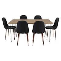 COMEDOR + 6 SILLAS SIN BRAZO - VASSEL / CONCEPT - MIEL / NEGRO | MARCA: TUHOME