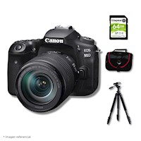 Cámara Canon EOS 90D DSLR  + Lente EF-S 18-135 MM IS USM + Kit Deluxe