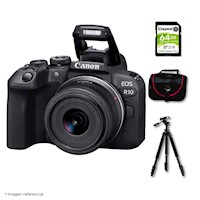 Cámara Canon EOS R10 + Lente RF-S 18-45mm + Kit Deluxe de Accesorios
