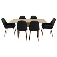 COMEDOR BEIJING + 4 SILLAS SIN BRAZO + 2 SITIALS CON BRAZO - ROVERE / NEGRO | MARCA: TUHOME