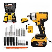 Kit Llave de Impacto Inalámbrica 1/2" Doble Batería 180V Taladro Atornillador