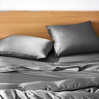 SÁBANAS 100% BAMBÚ ISATEX HOME COLOR CHARCOAL TAMAÑO 1.5 PLZ