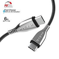 Cable de titanio - naztech usb-c to usb-c - iphone - samsung - negro