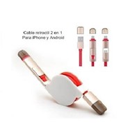 Cable Usb Retractil 2 En 1 Android (v8) Y iPhone