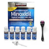 Minoxidil Liquido Kirkland 5%  Caja 6 Unid con Gotero + Dermarolller