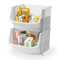 Caja Organizador Apilable de Almacenamiento de Cocina U80 Blanco X2