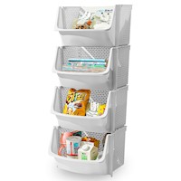 Caja Organizador Apilable de Almacenamiento de Cocina U80 Blanco X4