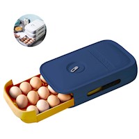 Caja Táper Organizador de Huevos con Bandeja Apilable Azul