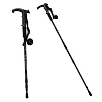 Bastón Trekking Antishock Mango T O L C/ Roseta Viaje Montañas Negro