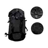 Mochila Campera Impermeable 70L + 10LPara Viajes Trekking Camping - NEGRO