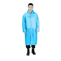 Poncho Impermeable Grueso de Mangas Rectas con Capucha y Botones Azulino