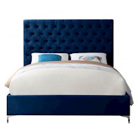 Cama Tapizada Capitoné Abba Azul 1.5 Plz