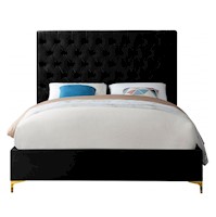 Cama Tapizada Capitoné Adda Negro 2 Plazas