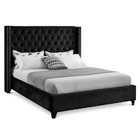 Cama Tapizada Capitoné Negro 2 Plazas