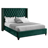 Cama Tapizada Capitoné Verde Olivo 2 Plazas