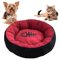 Cama Circular 60 cm de Diámetro para Perro Gato Mascotas Rojo