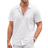 Camisa de Lino para hombre Blanca Manga corta Talla XL