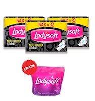 Pack x3 Toalla Higienica Ladysoft Nocturna x32 + Kit Gratis