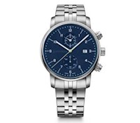 Reloj Urban Classic Chrono correa de acero inoxidable, dial azul, Wenger