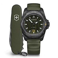 Reloj I.n.o.x Auto Correa Caucho Verde Dial Verde Victorinox