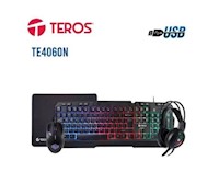 Kit 4 en 1 Teros TE-4063N Teclado Multimedia Mouse Headset Mouse Pad