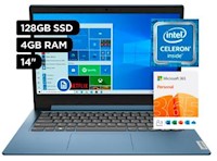 Notebook Ideapad 1i 14" Intel Celeron 4GB 128GB SSD + Office 365