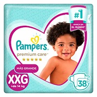 Pañales PampersPremium Care Talla XXG 38 unidades