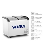 Conservadora Ventus Tapa Vidrio Curvo 220L