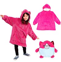 Peluche Convertible En Polera Con Capucha para Niñas Gato Rosa