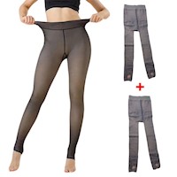 2 Pantys Efecto Piel Calentador Térmico Color Gris