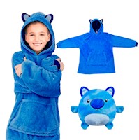 Peluche Convertible En Polera Con Capucha para Niños Cachorro Azul