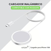Cargador 15W para iphone tipo MagSafe, inalámbrico, blanco