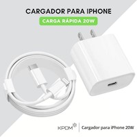 Cargador 20W para iphone lightning, carga rápida, blanco