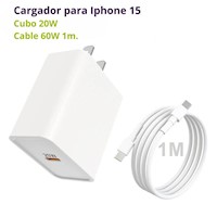 Cargador Iphone 15 de 20W + cable Tipo C a C 1m.