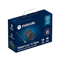 Cargador Motorola Turbo Power 50W Duo Con Cable, Tipo C A Tipo C - Negro