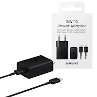 Cargador  con cable Samsung super Carga Rapida PD 15W 3A/1MT - NEGRO