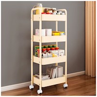 Carrito Organizador 4 Niveles con Ruedas Multiusos para Baño Cocina Crema JY8