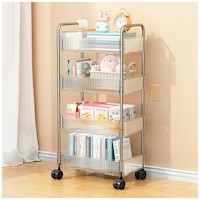 Carrito Organizador 4 Niveles Moderno Transparente con Ruedas de Oficina T24