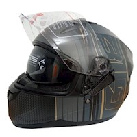 Casco de Moto Rechard Gatuso Lineas doradas certificado Talla L