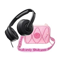 Cassette Junior Cableado Negro + Morral Portatablet Skullcandy Rosado