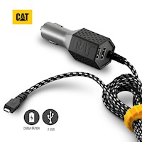 Cargador de Auto CAT Resistente con Cable USB-Micro USB 4.8A 2 Puerto