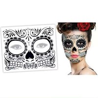 Sticker Tatuaje Temporal Catrina disfraz Halloween negro