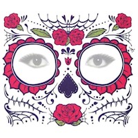 Sticker Tatuaje Temporal Catrina disfraz Halloween rosas