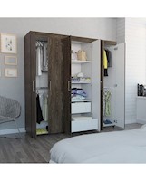 Closet Decohome amatista 6 puertas + 2 cajones - coñac y blanco