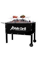 Caja china mediana jr black acero galvanizado + parrilla de varillas niqueladas