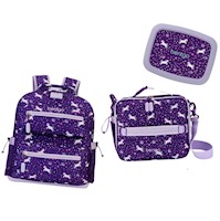 Set Bentgo Mochila Escolar, Lonchera y Porta Lonchera - Unicornio